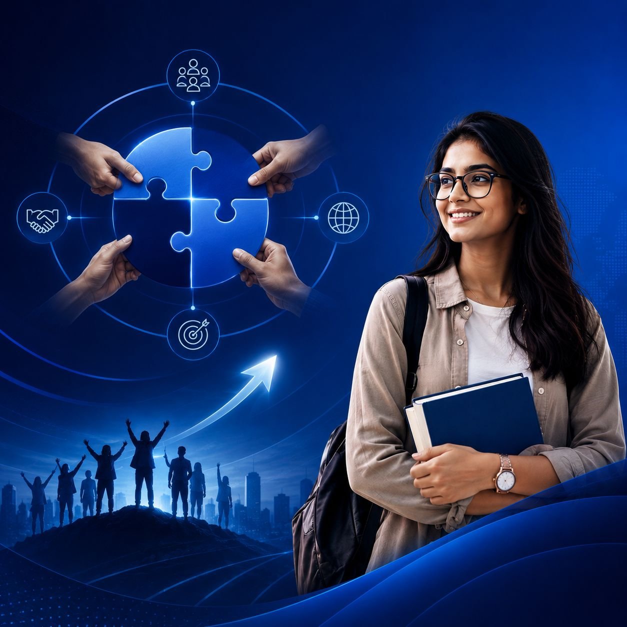 Illustration of educators and students collaborating
